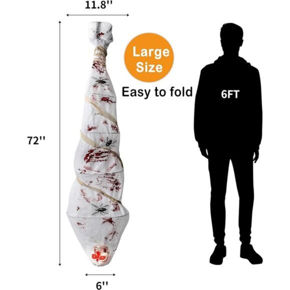 Cocoon Corpse Creepy Halloween Decorations Hanging Decor Scary Corpse Props - Picture 2 of 7